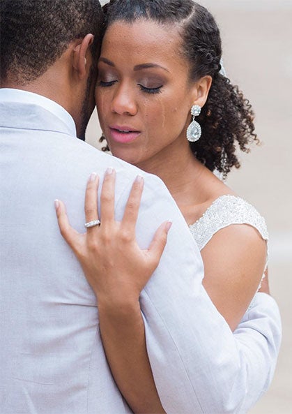 Black Wedding Moment of the Day: This Bride Sheds Major Tears of Joy in the Arms of the Man She Loves
