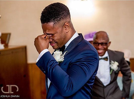 Black Wedding Moment of the Day: This Groom's Altar Cry Will Melt Your Heart
