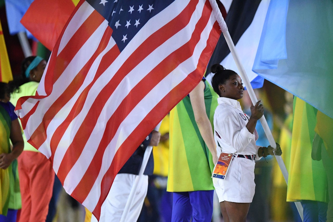 Simone Biles Was The US Flag Bearer at Olympics Closing ...