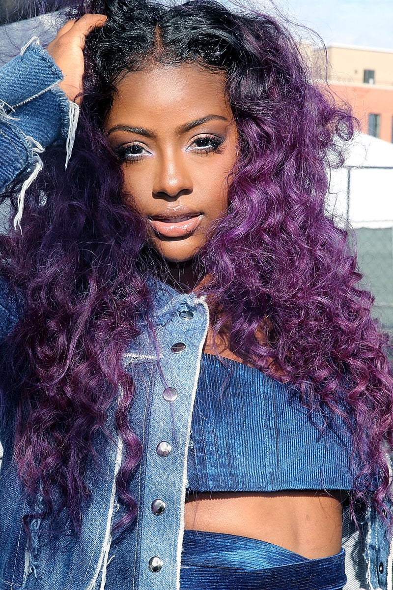 Justine Skye Purple Hair Moments - Essence