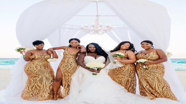 Black Wedding Moment Of The Day: These Bridesmaids Are Gold Goddesses ...