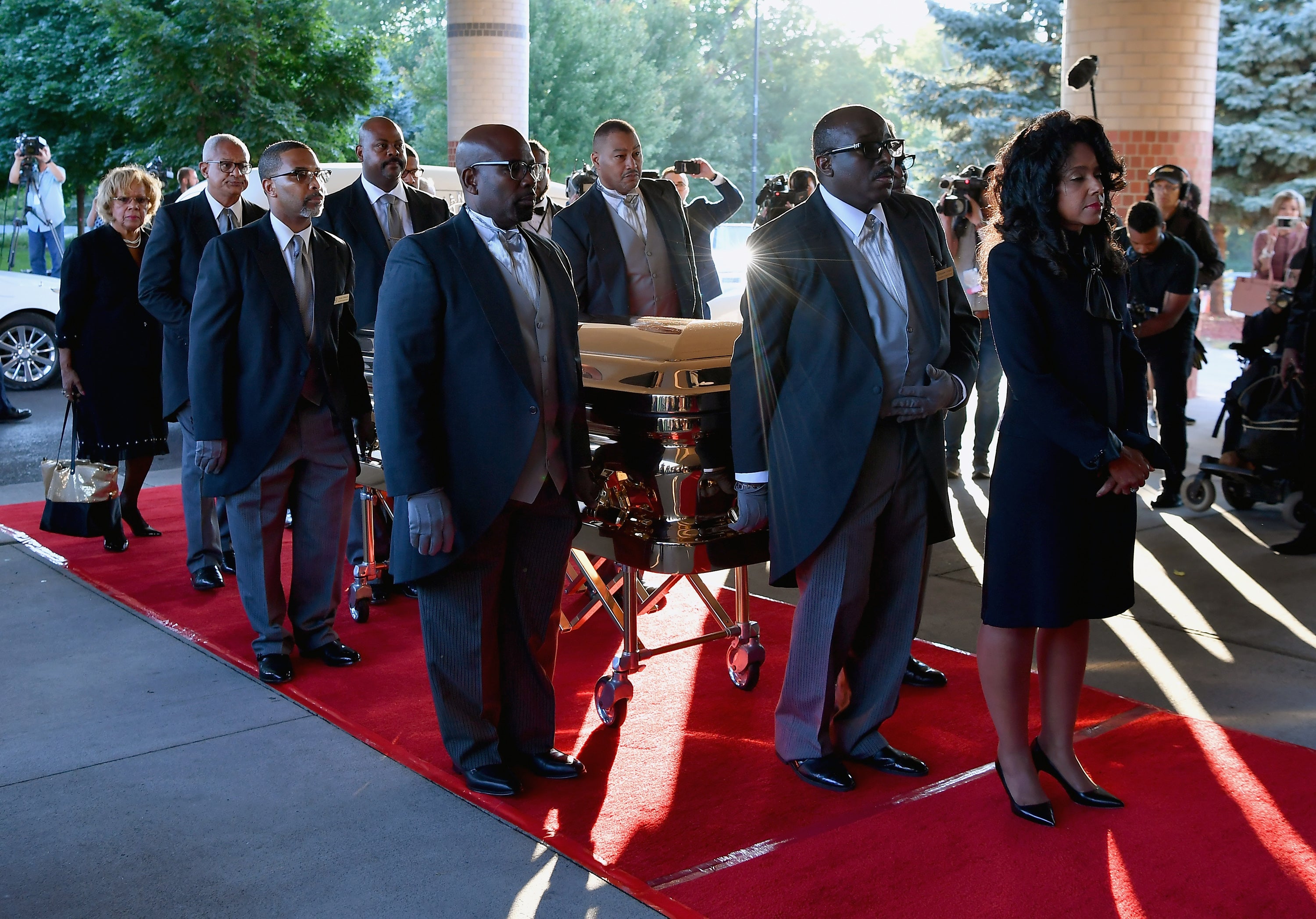 Celebrities Pay Their Final Respects To Aretha Franklin In Detroit