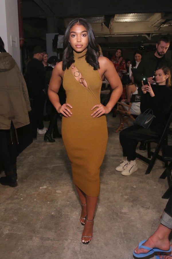 lori harvey green shirt dress