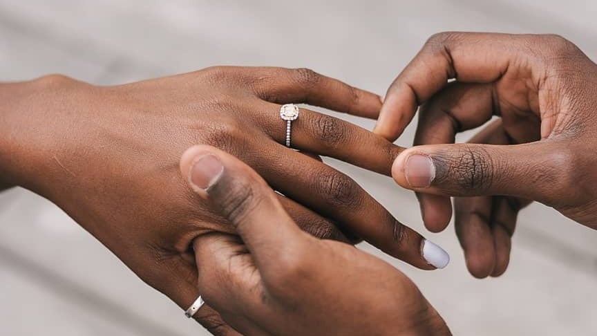 black engagement rings