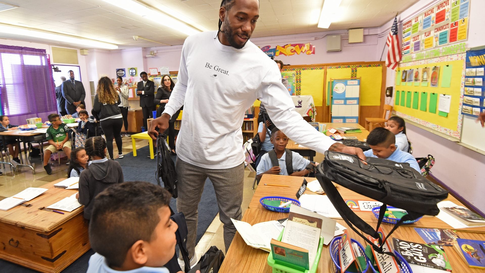 NBA Star Kahwi Leonard Donates 1 Million Backpacks To Los Angeles Students