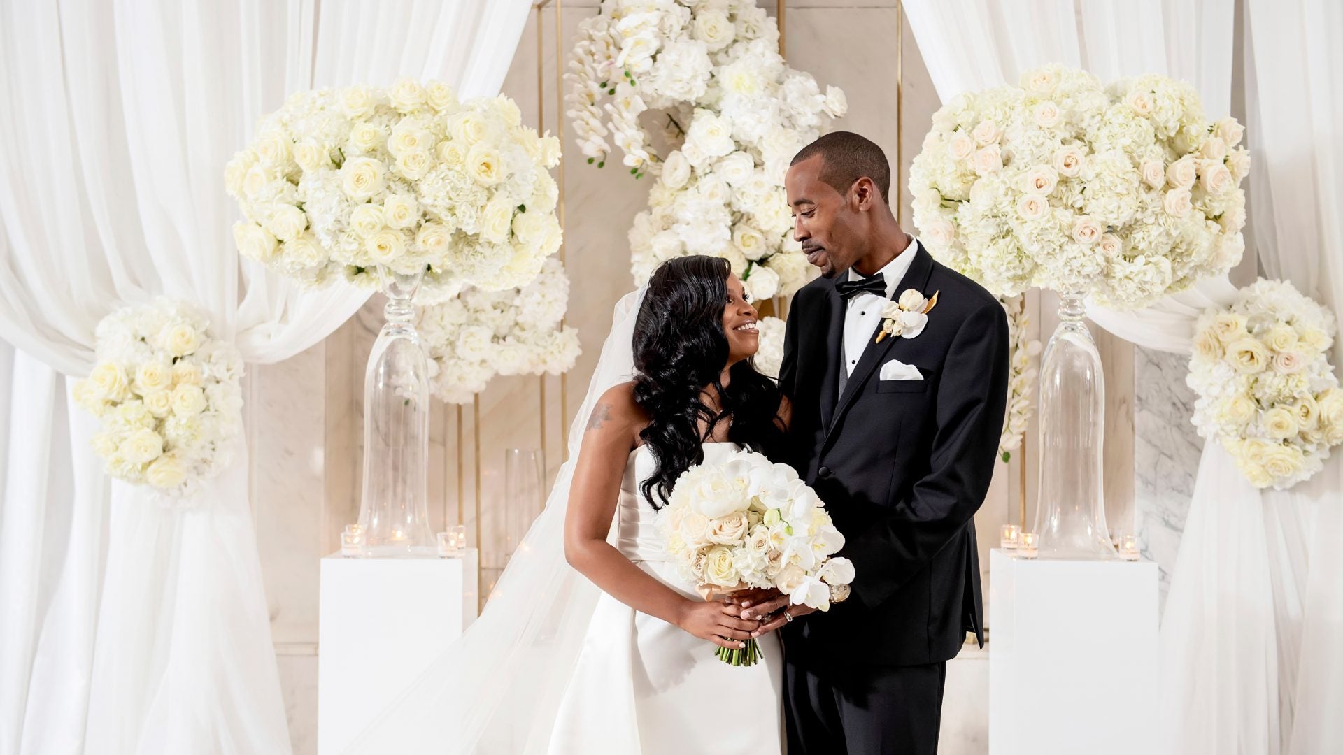 Bridal Bliss: We're Obsessed With Keyva and Gerard's Classic White & Gold Ceremony