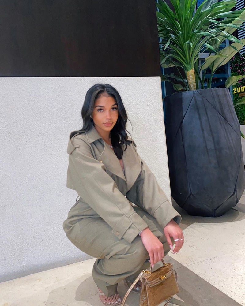 lori harvey green shirt dress