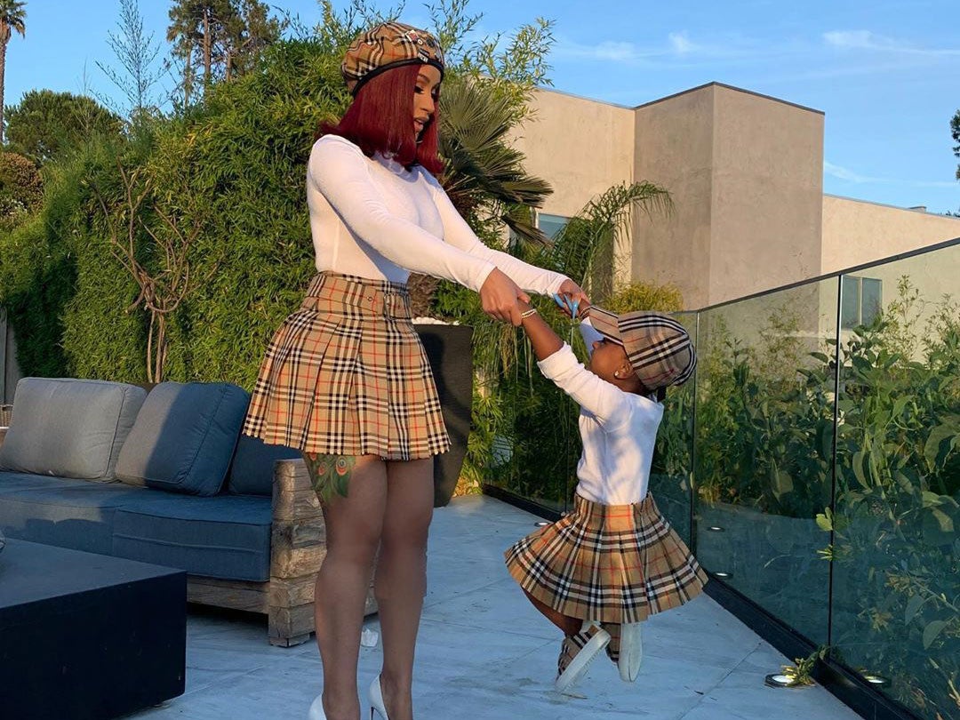 Cardi B And Kulture Match In Adorable Burberry Look | Essence