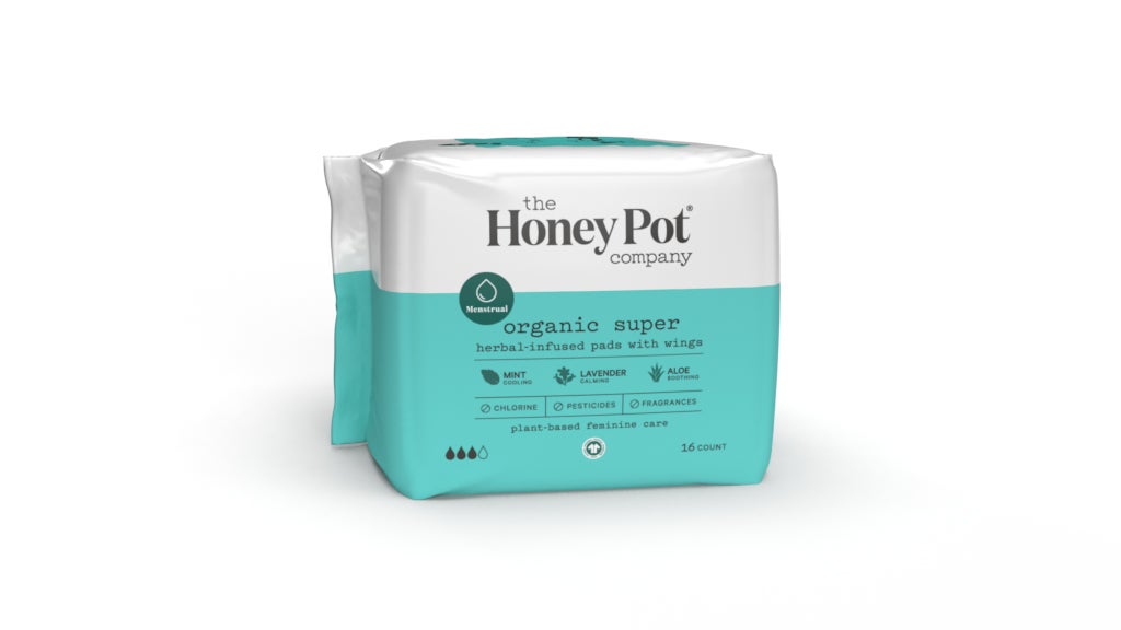 The Honey Pot Organic Super Herbal Menstrual Pads, 16 count - In