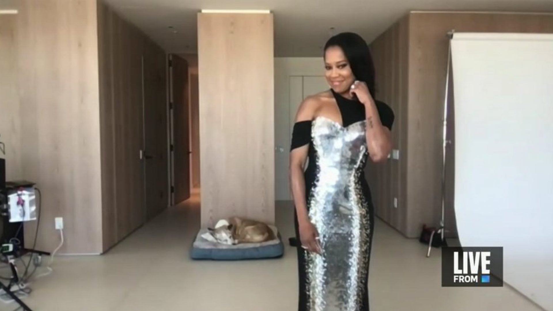 Regina King’s Adorable Dog Cornbread Crashed Her Golden Globes Interview