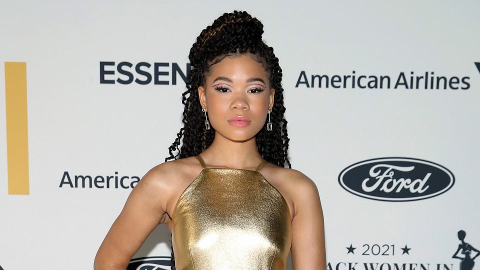 Storm Reid Host ESSENCE Red Carpet In Custom Prada