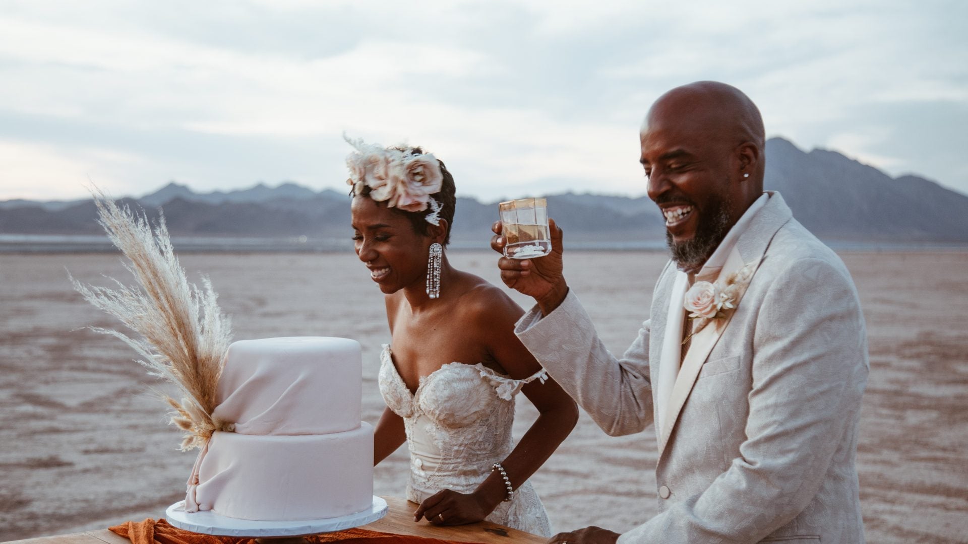 Bridal Bliss: Riqua And Andre's Las Vegas Wedding Included Showgirls, The Strip, And A Stunning Desert Ceremony