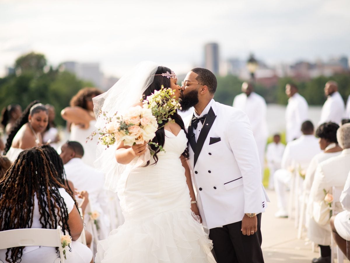 Bridal Bliss: Everyone Wore White To The Wedding Of High School Sweethearts Quanei And Maurice