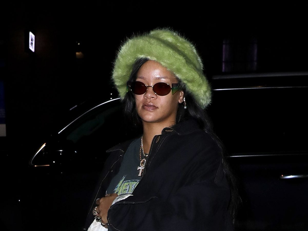 rihanna fur bucket hat