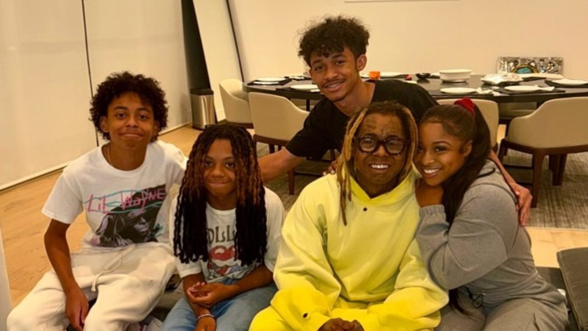 Lil Wayne Celebrated Thanksgiving With His Kids And They're All A Mirror Image Of Their Father