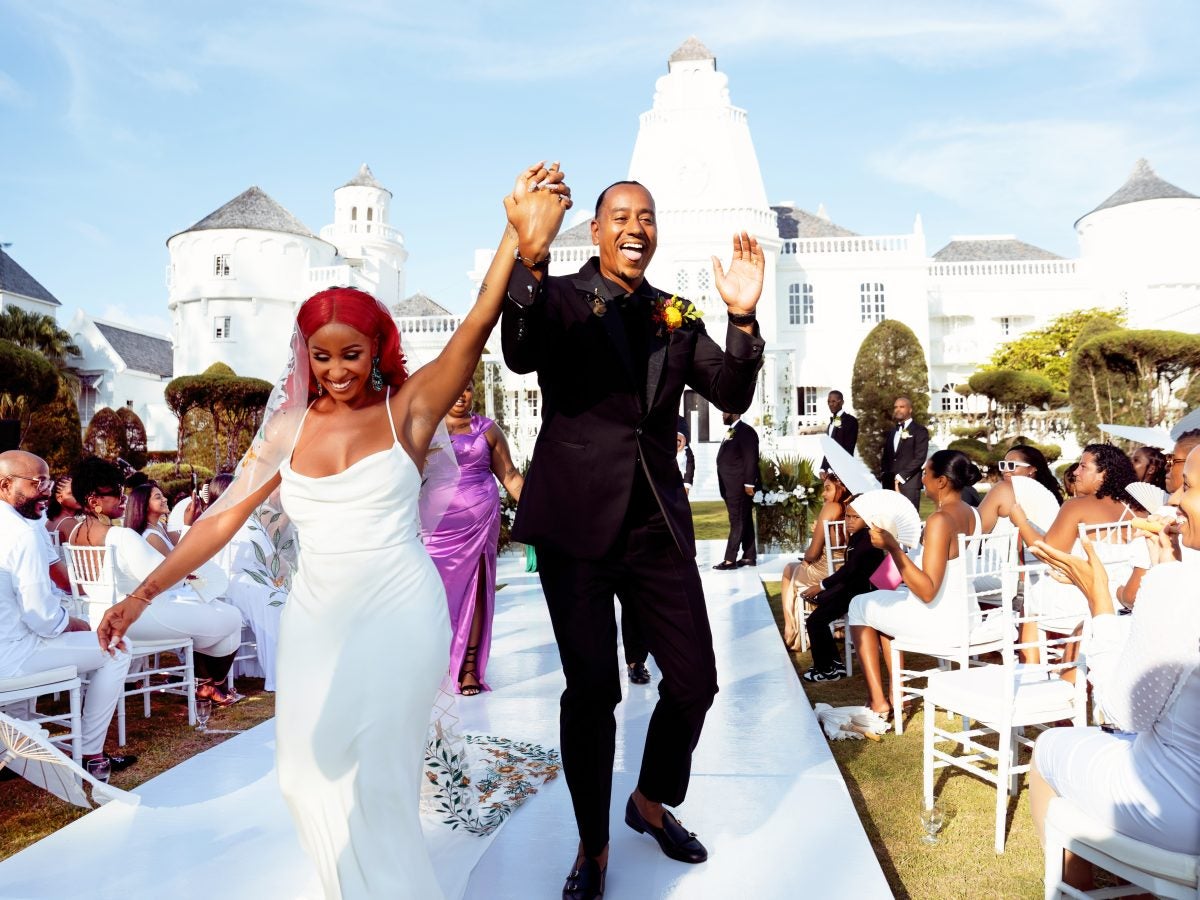 Bridal Bliss: After Proposing With Three Rings, Mario Married Chanell At A Castle In Jamaica