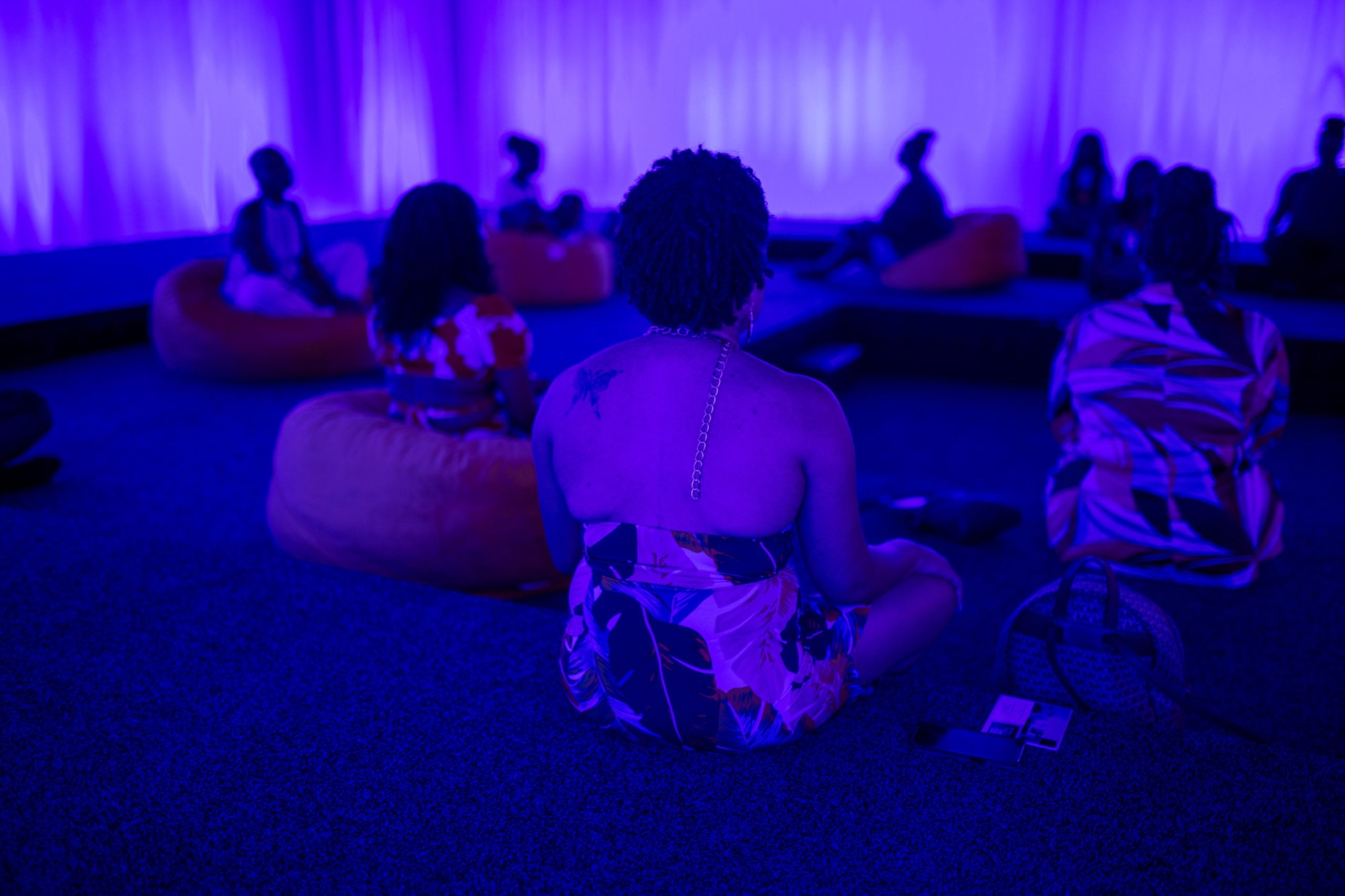 The guided meditation space at the ESSENCE Culture Festival was the perfect place to find healing