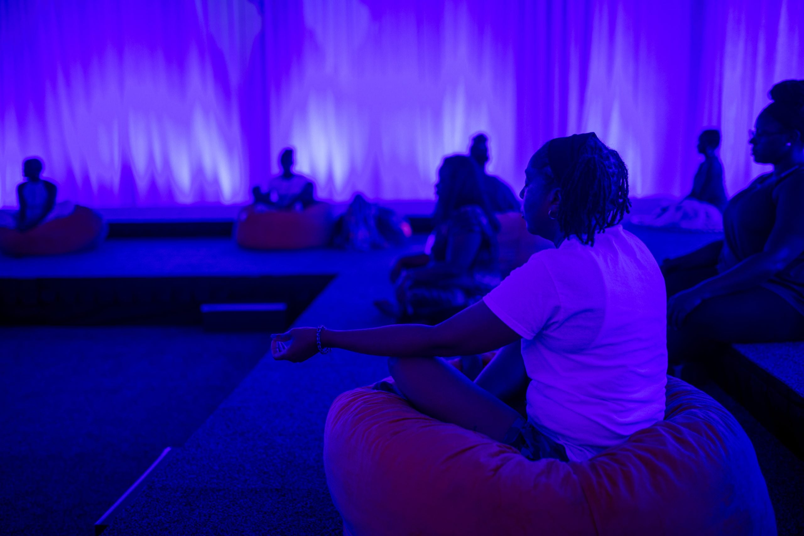 The guided meditation space at the ESSENCE Culture Festival was the perfect place to find healing