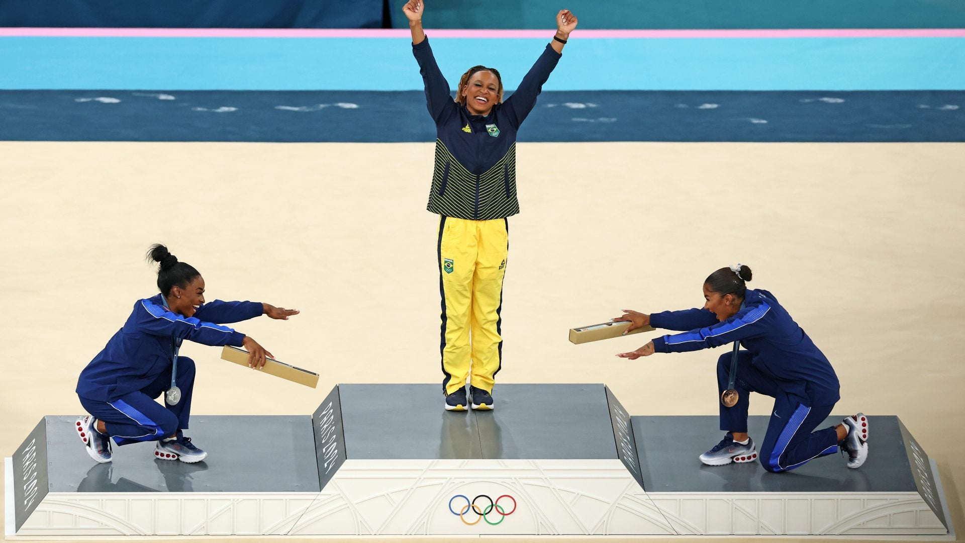 Andrade, Biles, And Chiles Clean Up On Floor Exercise For An All-Black Women Podium