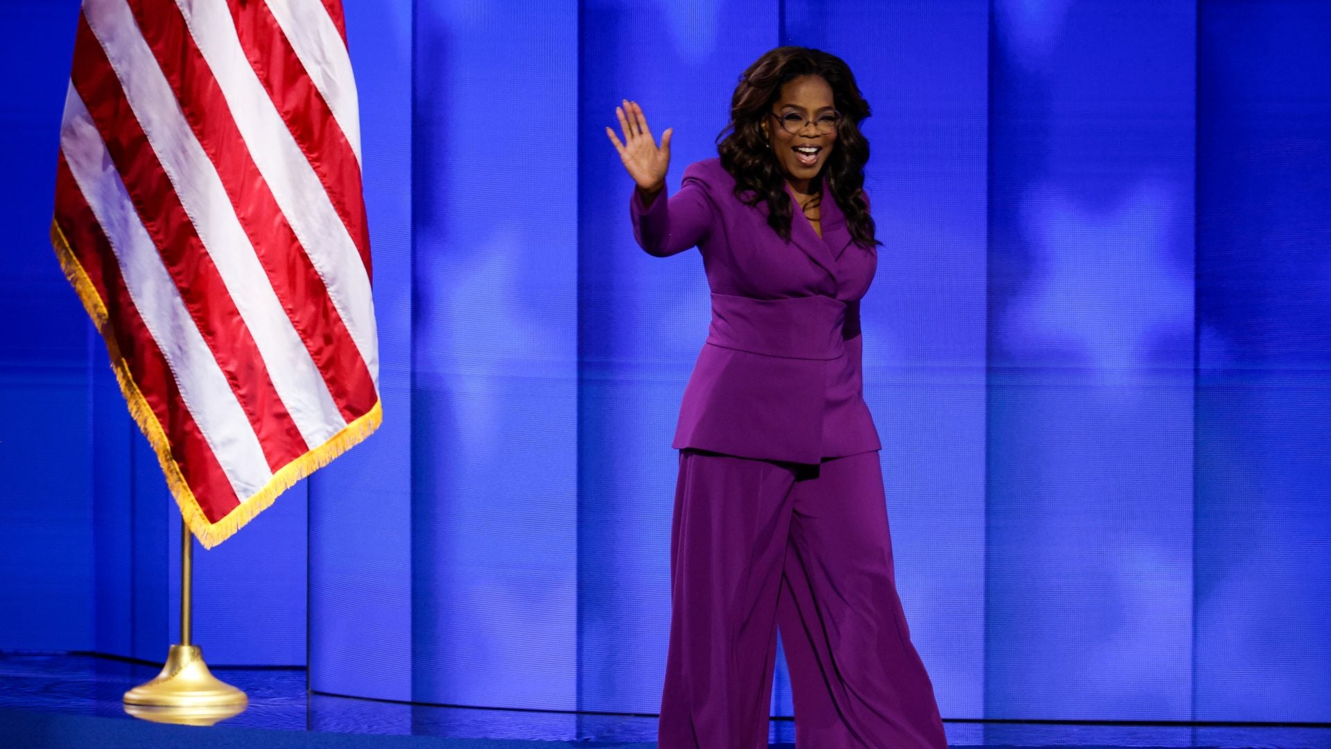 Oprah Winfrey Is A Vision In Custom Christian Siriano At The Democratic National Convention