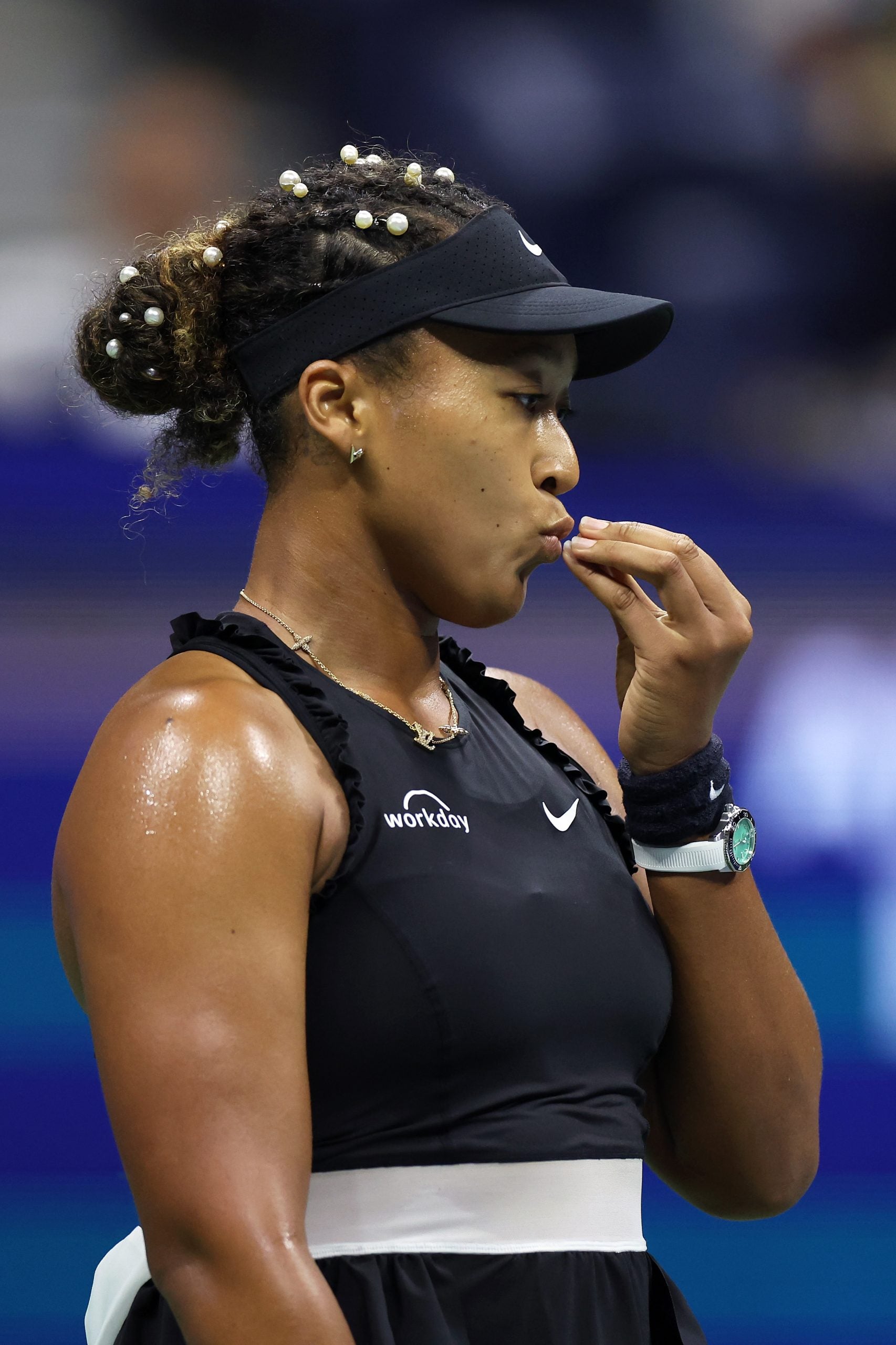 Naomi Osaka’s 2024 US Open Hair Is Drenched In Pearls