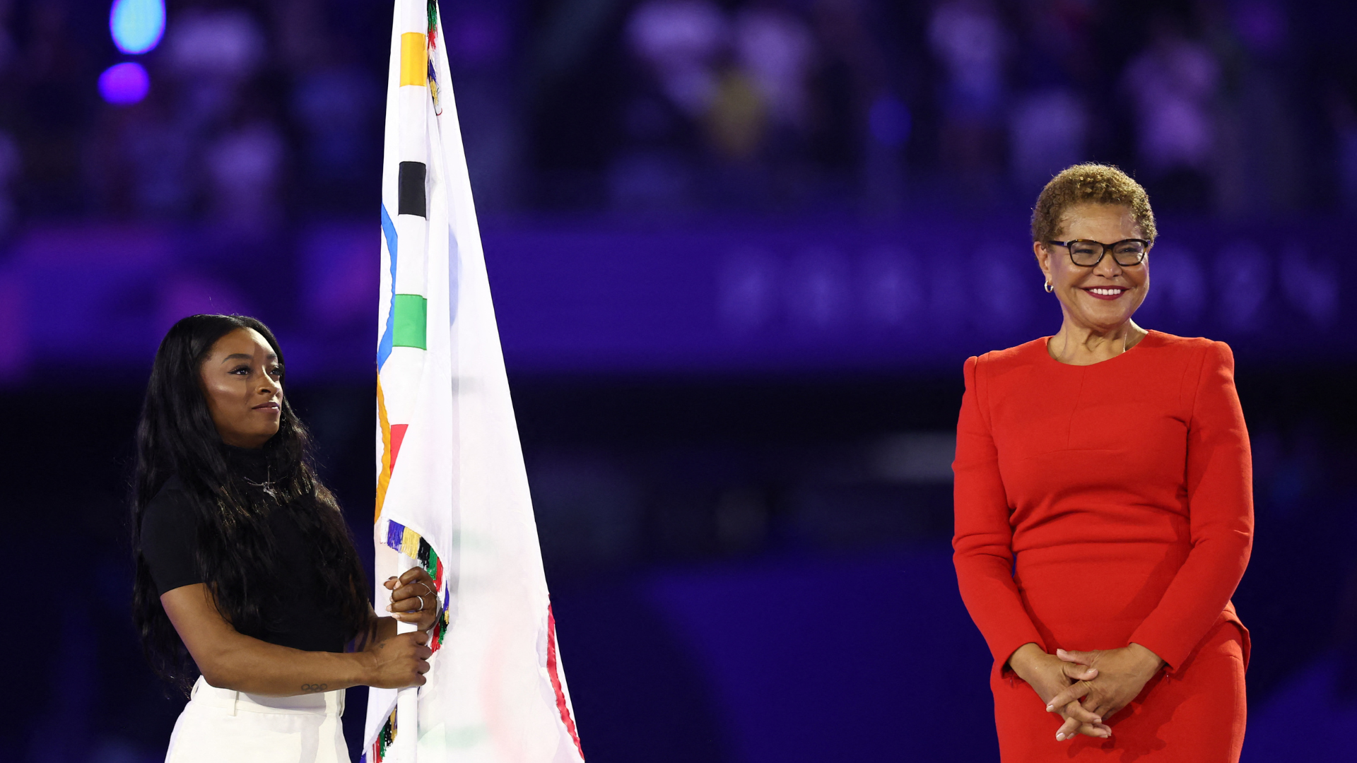 Los Angeles Mayor Karen Bass Wears Sergio Hudson To 2024 Olympic Closing Ceremony