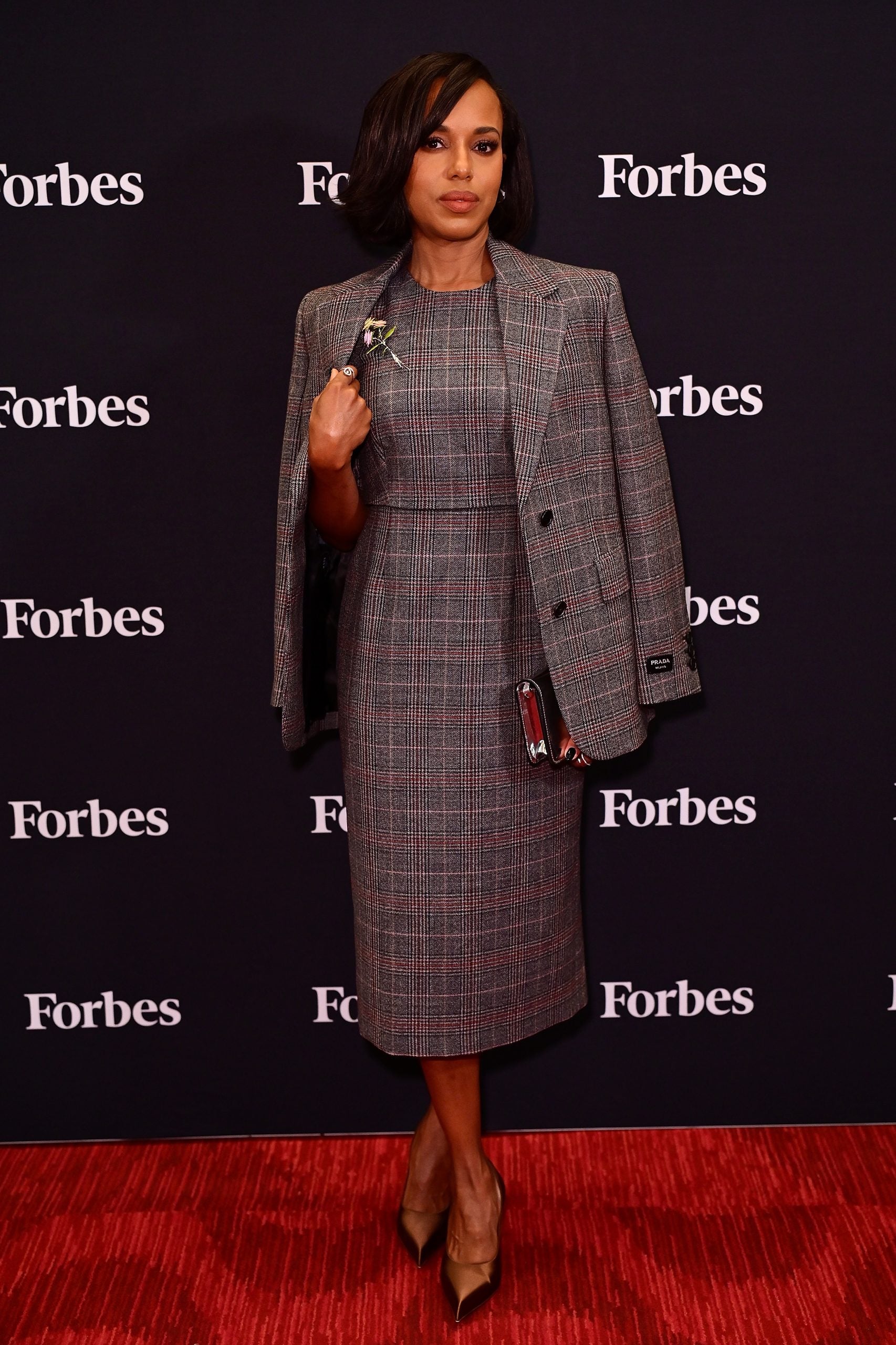 Kerry Washington Is Presidential In A Mod Prada Dress And Power Blazer