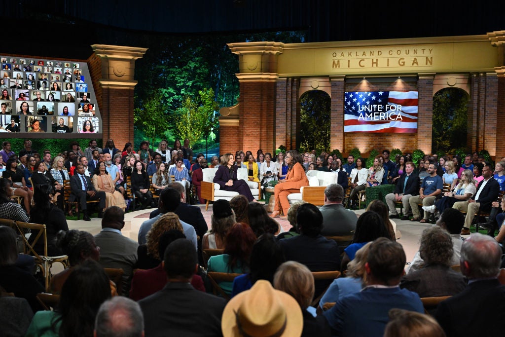 Kamala Harris takes center stage with Oprah at star-studded Unite For America campaign event in battleground state Michigan