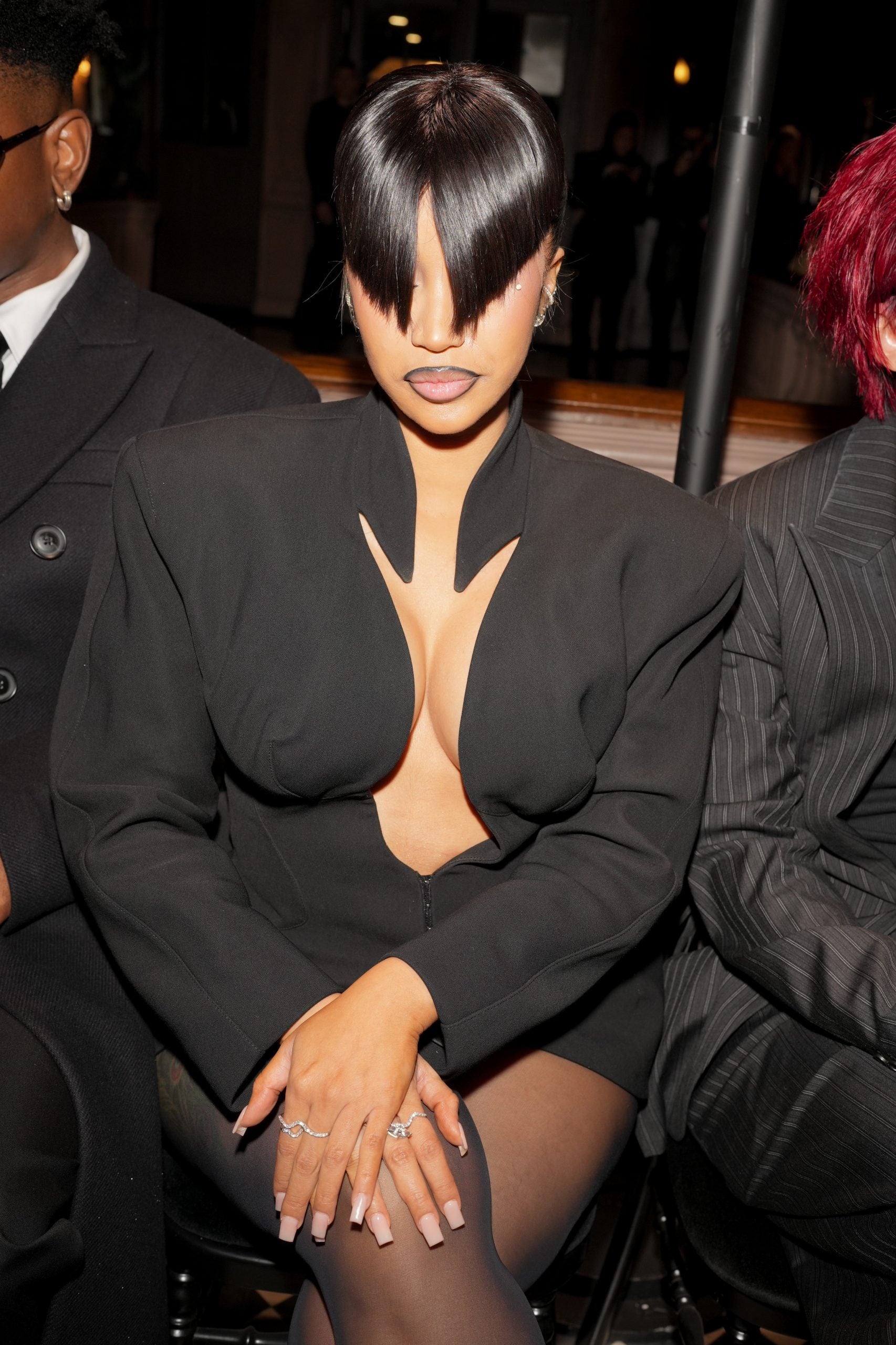 Cardi B Rocks Angular Bangs At Mugler SS25 Show