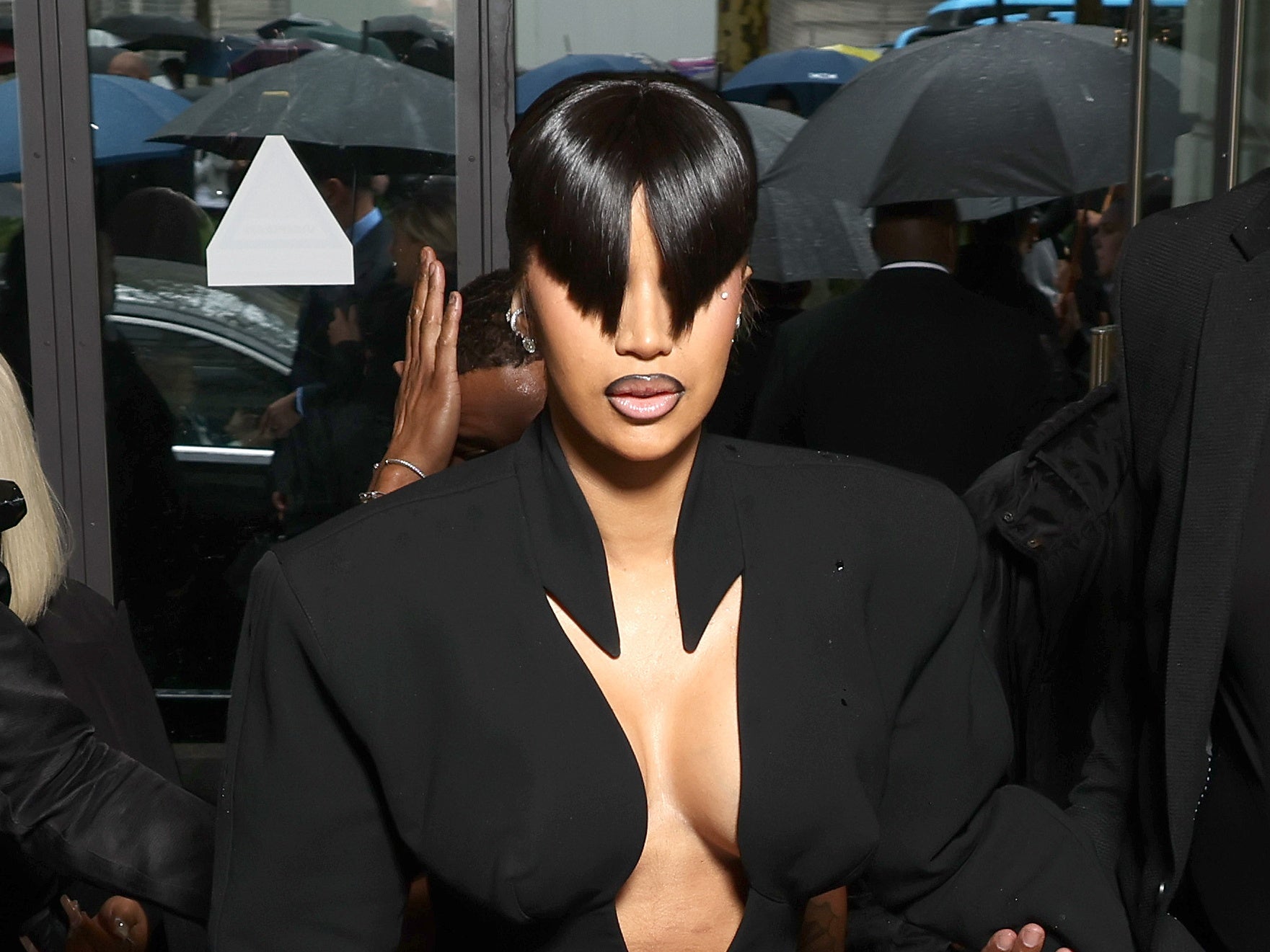 Cardi B Rocks Angular Bangs At Mugler SS25 Show