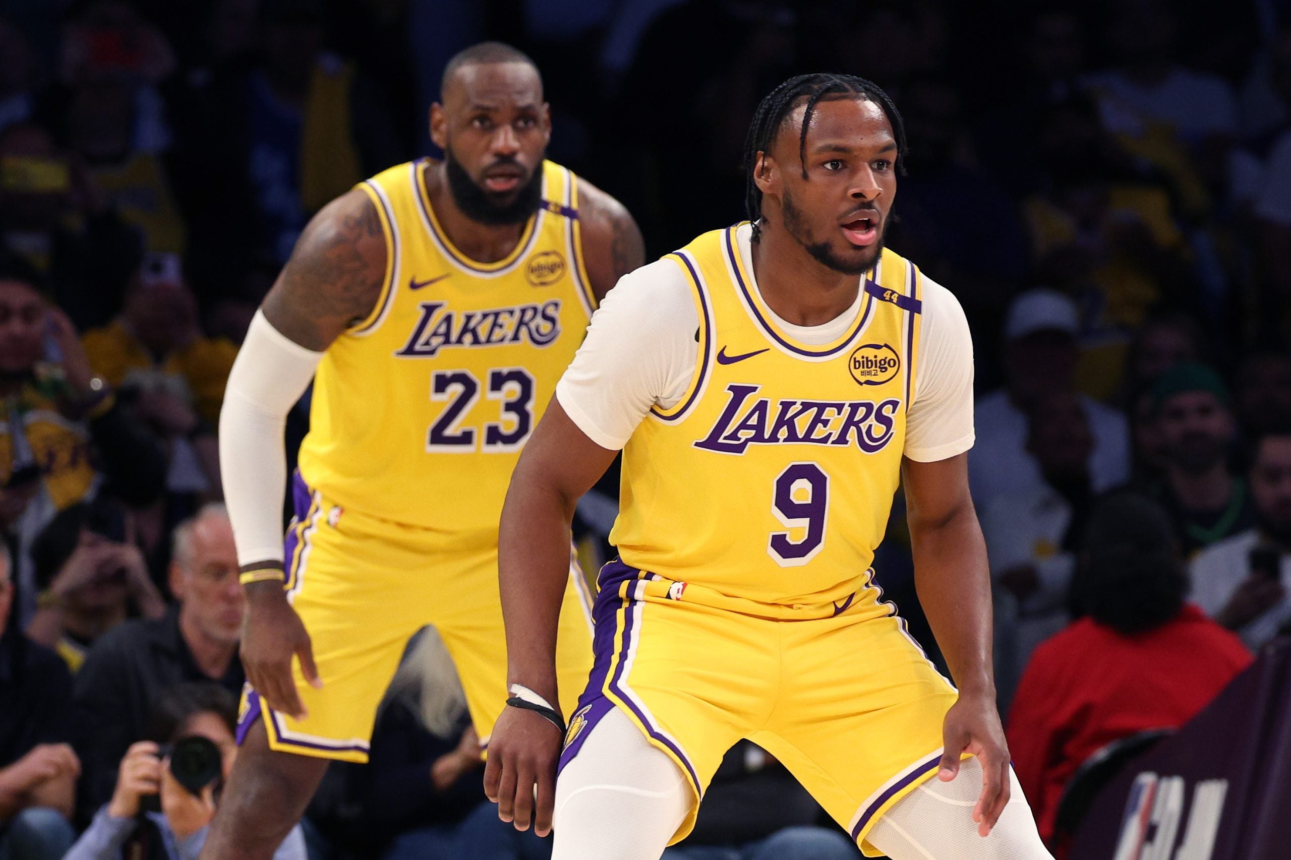 Sweet Photos Of LeBron And Bronny James Making NBA History As The First Father-Son Duo To Play Together