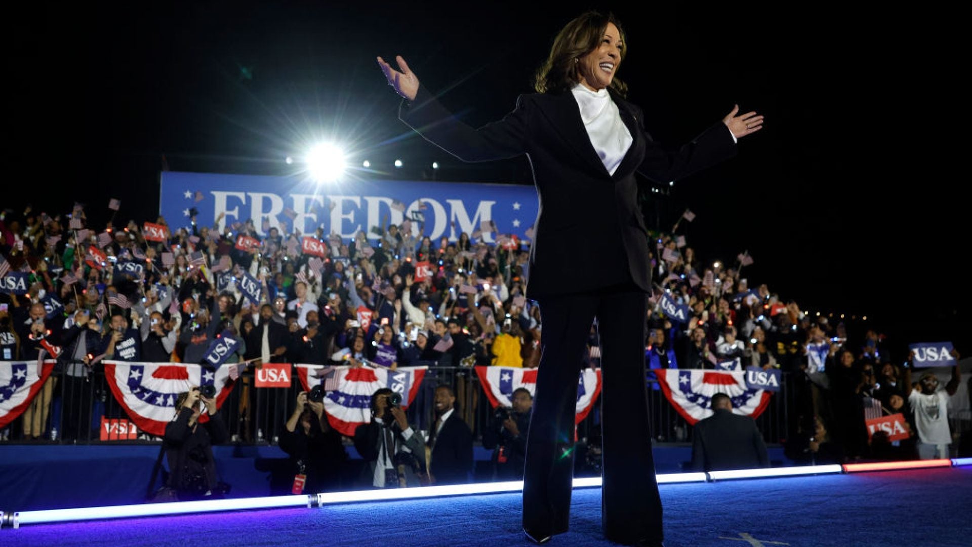 Kamala Harris Frames Election As A Choice Between 'Freedom' And 'Chaos And Division' In Closing Argument Speech