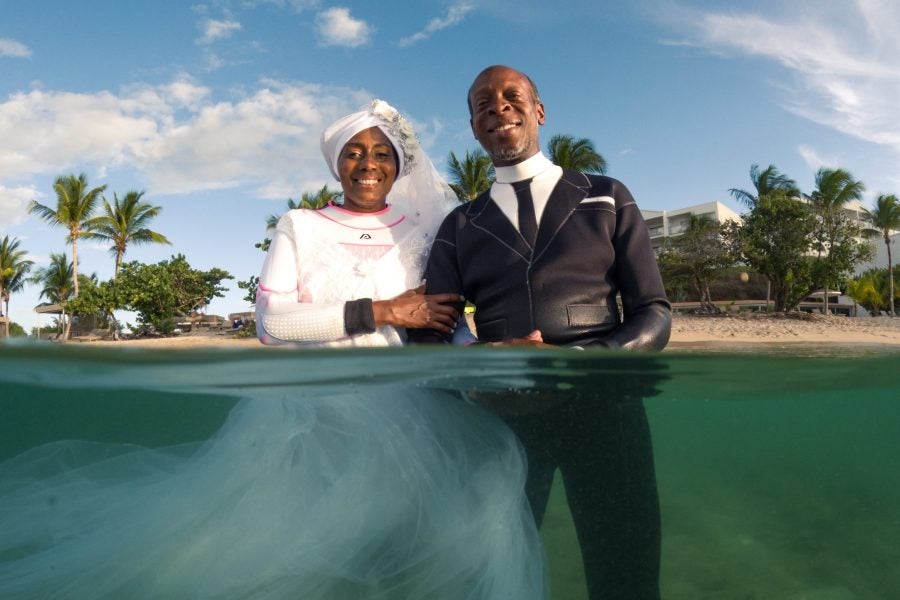 Bridal Bliss: Kim And Arthur Take Their Love Beneath The Waves In A Historic Underwater Wedding In Grenada